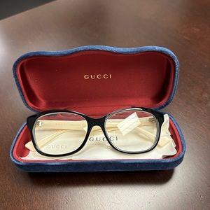 Brand new Gucci frames, not prescription lenses.  Add your own lenses.